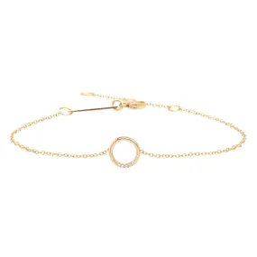 14k 5 Pave Diamond Small Circle Bracelet