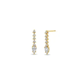 14k Diamond Tennis with Pear Diamond Short Drop Earrings