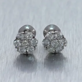 14k White Gold 1.89ctw Diamond Cluster Stud Earrings