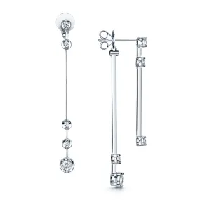 18ct White Gold Diamond Long Drop Earrings