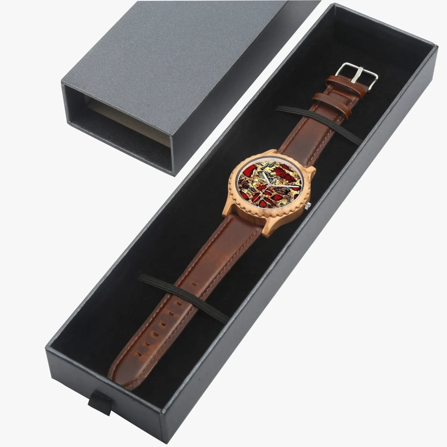 205. Italian Olive Lumber Wooden Watch - Leather Strap