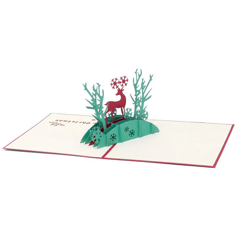 3D Christmas Reindeer Pop Up Card and Envelope