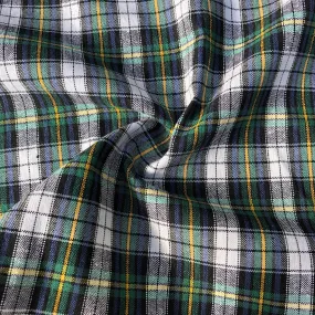 60" 100% Cotton Yarn Dyed Checkered Gingham Green Yellow & White Woven Fabric By the Yard