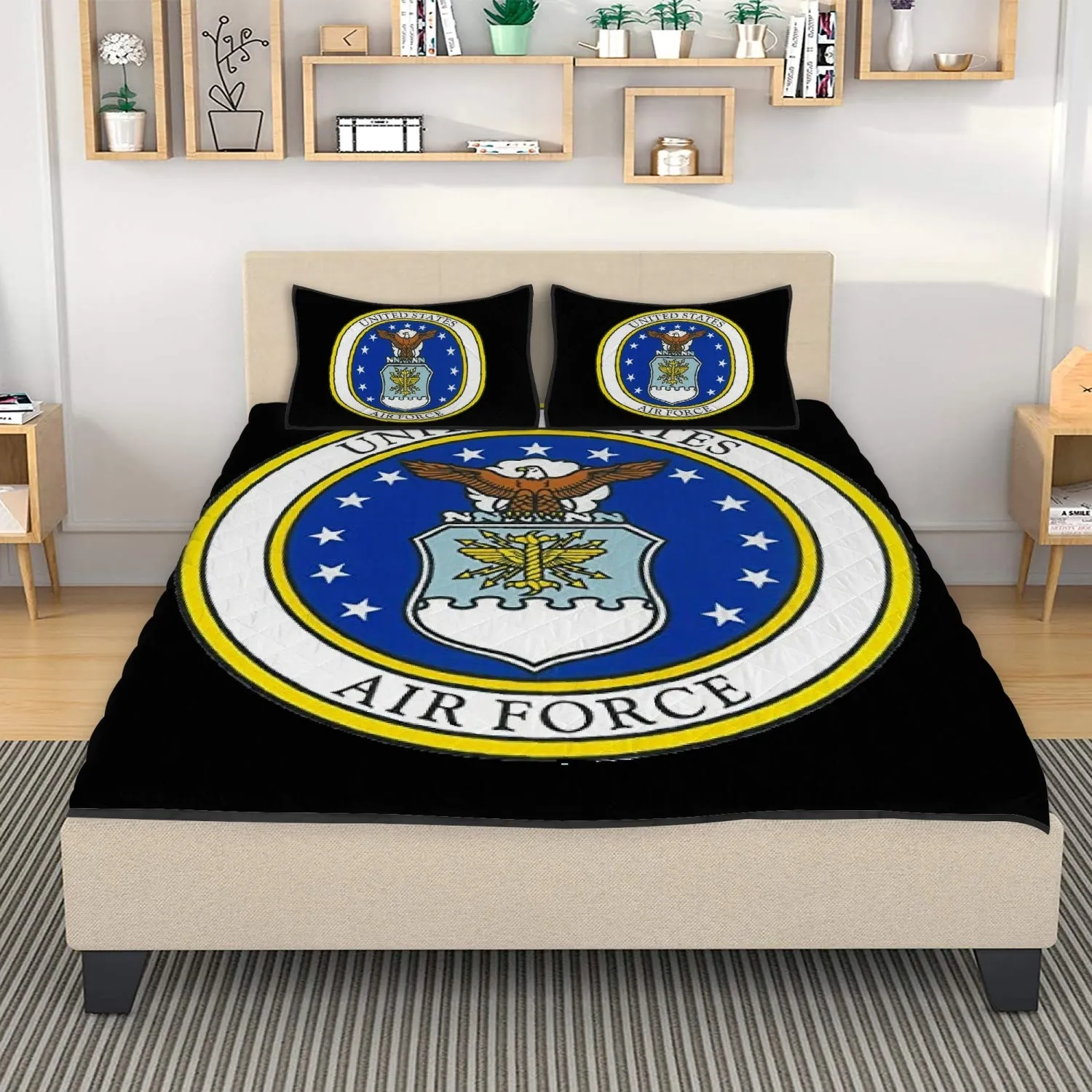 Air Force (Black) Polyester Quilt Bed Sets