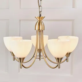 Alton 5 Light Antique Brass Semi Flush Ceiling Light