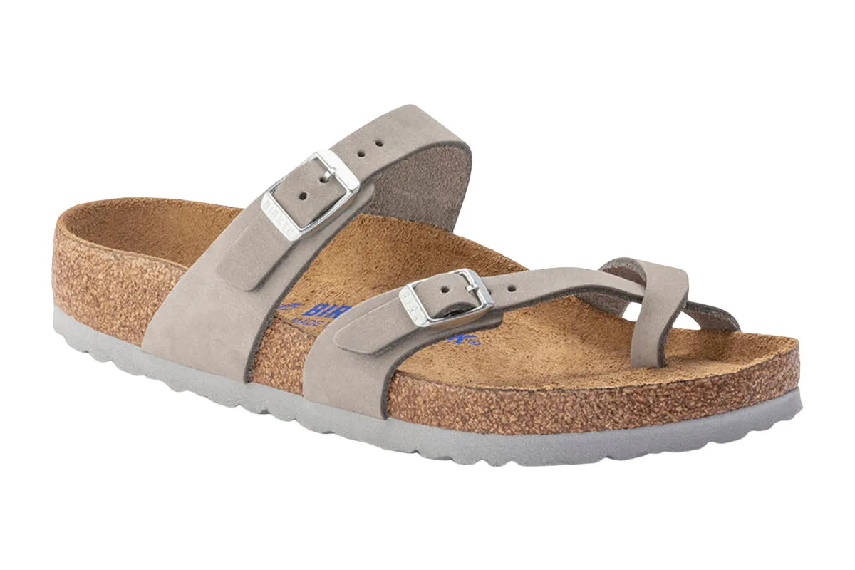 Birkenstock Mayari R Soft Footbed Dove Grey Nubuck Leather Womens