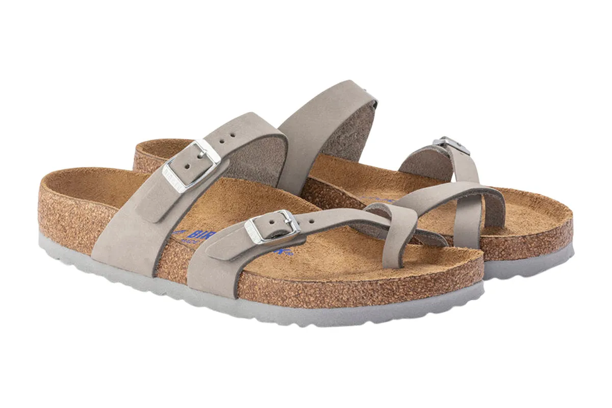 Birkenstock Mayari R Soft Footbed Dove Grey Nubuck Leather Womens