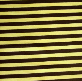 Brown and Yellow 3/8" Stripe Cotton Lycra Knit Fabric