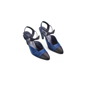 Chanel Bowtie Slingback Heels Navy