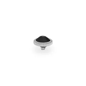 Fabero Flat Silver and Jet Crystal Ring Gem Top, 10mm