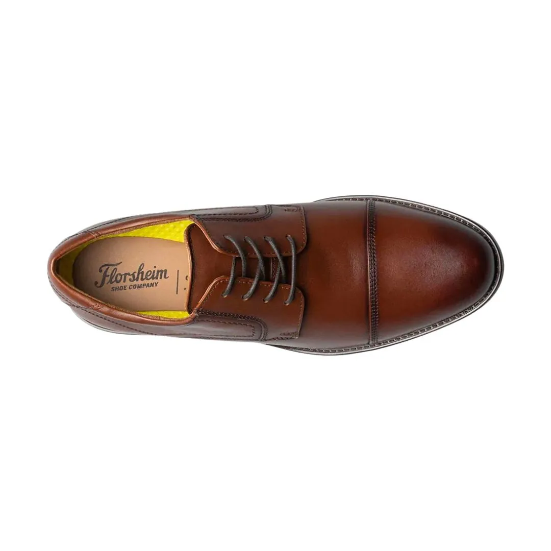 FLORSHEIM MIDTOWN CAP TOE OXFORD COGNAC MEDIUM AND WIDE