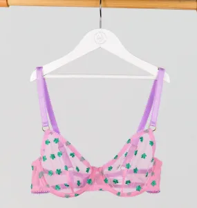 Green daisy & pink mesh balconette