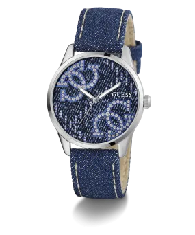 GUESS Ladies Blue Silver Tone Analog Watch