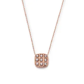 Hand engraved 18k rose gold and diamonds pendant