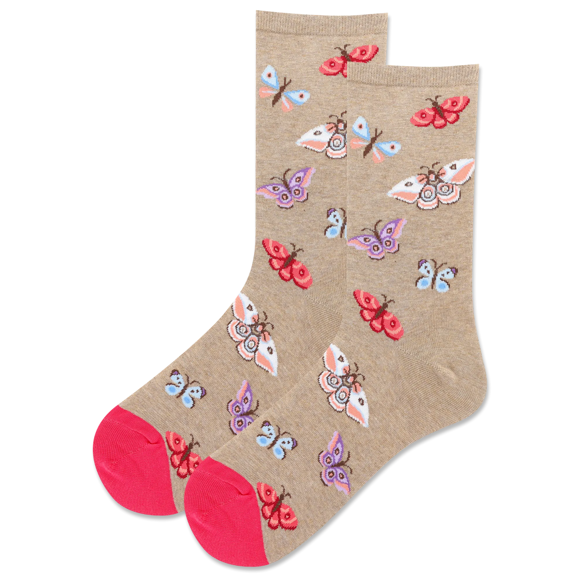 "Moths" Cotton Crew Socks by Hot Sox - Medium