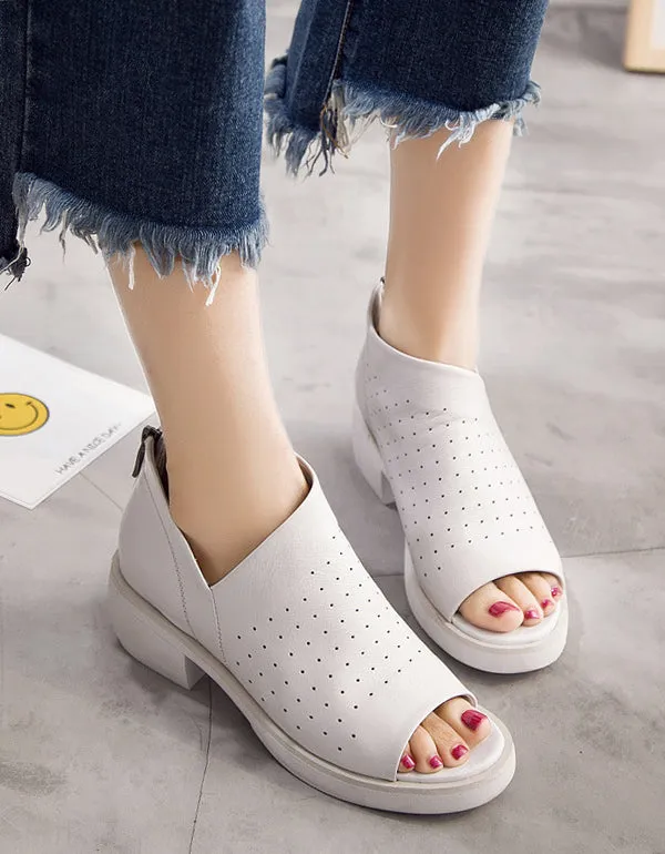 Summer Fish Toe Leather Sandals