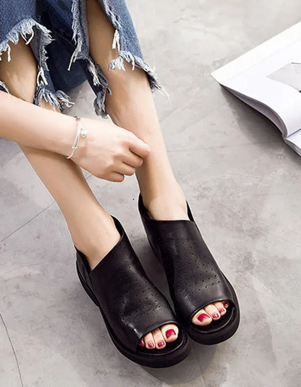 Summer Fish Toe Leather Sandals