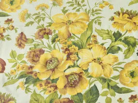 Vintage Fabric - Cotton - Floral - Yellow Background - Fabric Remnant - VCL55