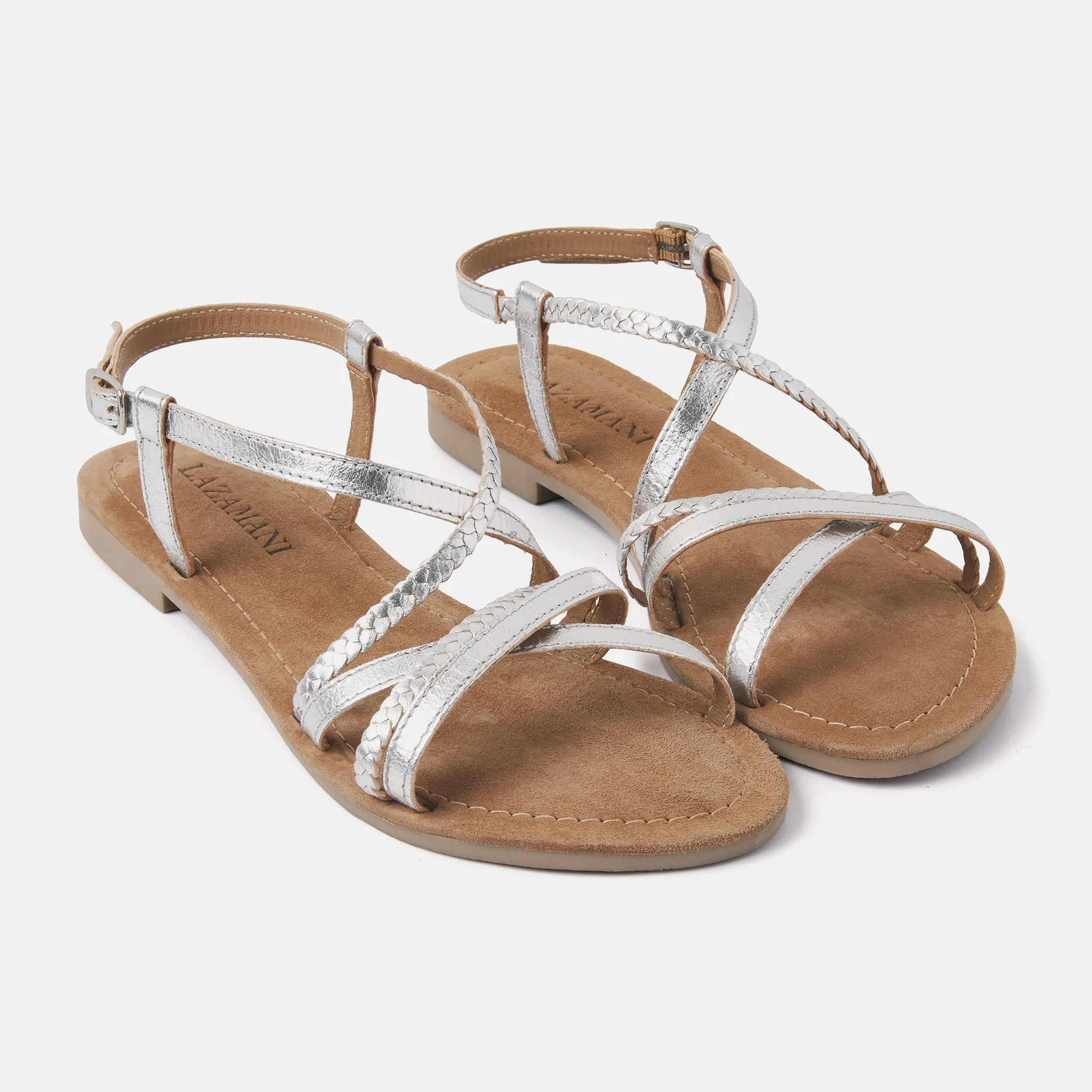 Zoe Leren Dames Sandalen Silver